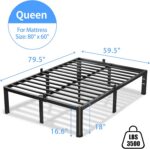 VIPSHOW 18 Inch Queen Bed Frame, 3500Lbs Heavy Duty Metal Platform with Round Corner Legs Mattress Slide Stopper, Steel Slat Support No Box Spring Needed, Noise Free, Non-Slip, Easy Assembly - Image 4