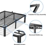 VIPSHOW 18 Inch Queen Bed Frame, 3500Lbs Heavy Duty Metal Platform with Round Corner Legs Mattress Slide Stopper, Steel Slat Support No Box Spring Needed, Noise Free, Non-Slip, Easy Assembly - Image 5