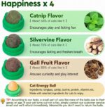 Potaroma Catnip Toys Balls 4 Pcs, Extra Cat Energy Ball, Edible Kitten Silvervine Toys for Cats Lick, Healthy Kitty Teeth Cleaning Dental Chew Toys, Cat Wall Treats (Green) - Image 3