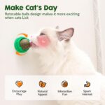 Potaroma Catnip Toys Balls 4 Pcs, Extra Cat Energy Ball, Edible Kitten Silvervine Toys for Cats Lick, Healthy Kitty Teeth Cleaning Dental Chew Toys, Cat Wall Treats (Green) - Image 4