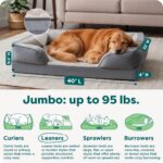 FurHaven Cooling Gel Dog Bed for Large Dogs, Perfect Comfort Sofa Bed with Cool Gel-Top Foam with a Solid Orthopedic Foam Base for Joint Support, Washable Cover, Jumbo XL, Plush & Velvet, Granite Gray - Image 4