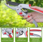 Garden clippers, premium Germany pruners, Work 3 times easier, professional ratchet pruning shears, cutting rose, flower, hedge, stem, tree, Sharp gardening scissors, Arthritis weak hand snips - Image 3
