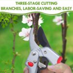 Garden clippers, premium Germany pruners, Work 3 times easier, professional ratchet pruning shears, cutting rose, flower, hedge, stem, tree, Sharp gardening scissors, Arthritis weak hand snips - Image 5