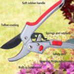 Garden clippers, premium Germany pruners, Work 3 times easier, professional ratchet pruning shears, cutting rose, flower, hedge, stem, tree, Sharp gardening scissors, Arthritis weak hand snips - Image 7