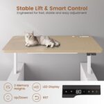 SEDETA 63" Executive Standing Desk with Storage, Executive Height Adjustable Desk with Power Outlets, Large Computer Office Desk with Privacy Panel for Home Office, Natural Oak - Image 5