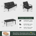 4-Piece Aluminum Patio Furniture Set, Outdoor Conversation Set with Loveseat, Chairs & Coffee Table, Deep Seating Cushions, All-Weather Metal Patio Furniture for Backyard, Balcony, Gray - Image 4