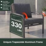 4-Piece Aluminum Patio Furniture Set, Outdoor Conversation Set with Loveseat, Chairs & Coffee Table, Deep Seating Cushions, All-Weather Metal Patio Furniture for Backyard, Balcony, Gray - Image 5
