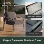 4-Piece Aluminum Patio Furniture Set, Outdoor Conversation Set with Loveseat, Chairs & Coffee Table, Deep Seating Cushions, All-Weather Metal Patio Furniture for Backyard, Balcony, Gray - Image 7