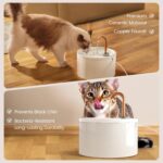 MISFANS Ceramic Cat Water Fountain - 2.1L/71oz - All-Ceramic Body & Pure Copper Water Spout - Non-Toxic - Automatic Pet Drinking Fountain Indoor with Ultra-Quiet Pump, and 3Pcs Filter & Sponge (White) - Image 5