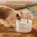 MISFANS Ceramic Cat Water Fountain - 2.1L/71oz - All-Ceramic Body & Pure Copper Water Spout - Non-Toxic - Automatic Pet Drinking Fountain Indoor with Ultra-Quiet Pump, and 3Pcs Filter & Sponge (White) - Image 8