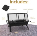 Sunnydaze 36-Inch Northland Steel Outdoor Fire Pit with Grill - Outdoor Fireplace with Cooking Grate, Spark Screen, Cover, and Poker - Image 4