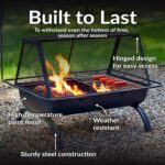 Sunnydaze 36-Inch Northland Steel Outdoor Fire Pit with Grill - Outdoor Fireplace with Cooking Grate, Spark Screen, Cover, and Poker - Image 5