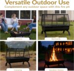Sunnydaze 36-Inch Northland Steel Outdoor Fire Pit with Grill - Outdoor Fireplace with Cooking Grate, Spark Screen, Cover, and Poker - Image 7