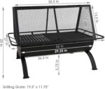 Sunnydaze 36-Inch Northland Steel Outdoor Fire Pit with Grill - Outdoor Fireplace with Cooking Grate, Spark Screen, Cover, and Poker - Image 8