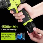 Cordless Drill Tool Set: 12V Power Drill Tool Kit with Battery & Charger, Portable Household Basic Drills Case for Men & Women, Homeowner, Diyer, Handyman, Electric Drill Set 142 Piece, Green - Image 6