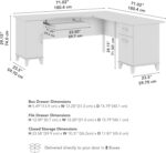 Bush Home 72-Inch L-Shaped Desk with Storage, Corner Computer Office Desk with File and Box Drawers, Home Office Workstation with Storage Cabinet, Somerset Collection, Ash Gray - Image 4