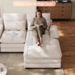 134"U Shaped Sectional Couch for Living Room, Modern Chenille 6 Seat Living Room Sofa Set with Storage Console, Oversized Modular Sectional Fluffy Couch with Tufted Buttons & Chaise Lounge,Beige - Image 6