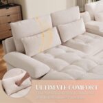 134"U Shaped Sectional Couch for Living Room, Modern Chenille 6 Seat Living Room Sofa Set with Storage Console, Oversized Modular Sectional Fluffy Couch with Tufted Buttons & Chaise Lounge,Beige - Image 7