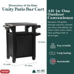 Keter Unity 40 Gallon Stainless Steel Top Grilling Bar Cart with Circa 37 Gallon Round Deck Box Multipurpose Storage Table and Seating, Brown - Image 5