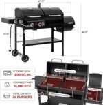 2-Burner Gas and Charcoal Grill Combo with Offset Smoker & Side Burner, 34,000 BTU Dual Fuel Grill, 1020 Sq. In. Cooking Area, Ideal for Outdoor Cooking, Black, ZH3005Y-SC - Image 3