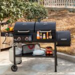 2-Burner Gas and Charcoal Grill Combo with Offset Smoker & Side Burner, 34,000 BTU Dual Fuel Grill, 1020 Sq. In. Cooking Area, Ideal for Outdoor Cooking, Black, ZH3005Y-SC - Image 4