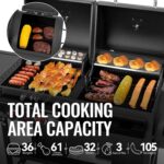 2-Burner Gas and Charcoal Grill Combo with Offset Smoker & Side Burner, 34,000 BTU Dual Fuel Grill, 1020 Sq. In. Cooking Area, Ideal for Outdoor Cooking, Black, ZH3005Y-SC - Image 5