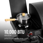 2-Burner Gas and Charcoal Grill Combo with Offset Smoker & Side Burner, 34,000 BTU Dual Fuel Grill, 1020 Sq. In. Cooking Area, Ideal for Outdoor Cooking, Black, ZH3005Y-SC - Image 7