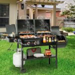 2-Burner Gas and Charcoal Grill Combo with Offset Smoker & Side Burner, 34,000 BTU Dual Fuel Grill, 1020 Sq. In. Cooking Area, Ideal for Outdoor Cooking, Black, ZH3005Y-SC - Image 10