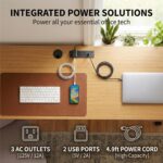 FURSUN 58" Home Office Desk with Power Outlet & File Cabinet, Modern Fluted Executive Desk with 3 Storage Drawers, Large Computer Workstation for Study & Bedroom, Natural Oak - Image 6