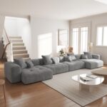 WJShome 183" Oversized Modular Sectional Sofa, U Shaped Couch with Ottoman,Sectional Couches for Living Room,Large Linen Deep Seat with Pillow Couches for Home,Spacious Space,Gray - Image 3