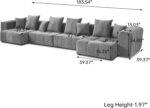 WJShome 183" Oversized Modular Sectional Sofa, U Shaped Couch with Ottoman,Sectional Couches for Living Room,Large Linen Deep Seat with Pillow Couches for Home,Spacious Space,Gray - Image 4