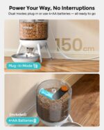 Invengo Automatic Cat Feeder, 3L Timed Pet Feeder for Cats & Small Dogs, Dual Power USB & Battery, Clear Hopper, Easy-Clean, Dry Food & Kibble, Up to 6 Meals Daily - Image 4