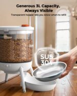 Invengo Automatic Cat Feeder, 3L Timed Pet Feeder for Cats & Small Dogs, Dual Power USB & Battery, Clear Hopper, Easy-Clean, Dry Food & Kibble, Up to 6 Meals Daily - Image 7