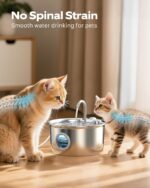 Stainless Steel Cat Water Fountain: Cat Fountain with 6 Filters + 3 Sponges - 88oz/2.6L Pet Water Fountain for Cats Inside - Silent Cats Water Bowl Dispenser - ATMZIQXR Kitty Drinking Fountains - Image 7