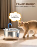 Stainless Steel Cat Water Fountain: Cat Fountain with 6 Filters + 3 Sponges - 88oz/2.6L Pet Water Fountain for Cats Inside - Silent Cats Water Bowl Dispenser - ATMZIQXR Kitty Drinking Fountains - Image 8