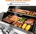 EUHOME 51,000 BTU 4-Burner Propane Gas Grill with Side Burner – Large 452 sq.in Stainless Steel BBQ Grill, Enameled Cast Iron Grates, 4 Swivel Casters & Protective Cover for Backyard Patio Family - Image 5