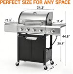EUHOME 51,000 BTU 4-Burner Propane Gas Grill with Side Burner – Large 452 sq.in Stainless Steel BBQ Grill, Enameled Cast Iron Grates, 4 Swivel Casters & Protective Cover for Backyard Patio Family - Image 10