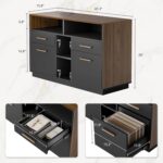 ModernMate 4 Drawer File Cabinet, Wood Filing Cabinet for Home Office with Lock, Power Strip, Storage Shelves, Home Office Lateral File Storage Fits A4/Letter Size, Black Walnut - Image 3