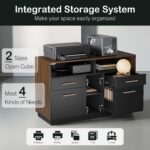 ModernMate 4 Drawer File Cabinet, Wood Filing Cabinet for Home Office with Lock, Power Strip, Storage Shelves, Home Office Lateral File Storage Fits A4/Letter Size, Black Walnut - Image 4