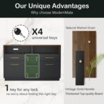 ModernMate 4 Drawer File Cabinet, Wood Filing Cabinet for Home Office with Lock, Power Strip, Storage Shelves, Home Office Lateral File Storage Fits A4/Letter Size, Black Walnut - Image 7