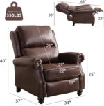 CANMOV Pushback Recliner Chair Faux Leather Armchair Push Back Recliner with Rivet Decoration Single Sofa Accent Chair for Living Room, Reddish Brown - Image 3