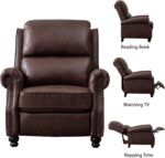 CANMOV Pushback Recliner Chair Faux Leather Armchair Push Back Recliner with Rivet Decoration Single Sofa Accent Chair for Living Room, Reddish Brown - Image 4
