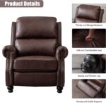 CANMOV Pushback Recliner Chair Faux Leather Armchair Push Back Recliner with Rivet Decoration Single Sofa Accent Chair for Living Room, Reddish Brown - Image 5
