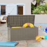 Outdoor Storage Box Waterproof, 270 Gallon Lockable Resin Deck Box Large, Patio Storage Bin for Pool Accessories Cushion Furniture, Garden Tools, UV-Resistant Outside Delivery Grey - Image 3