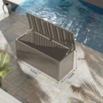 Outdoor Storage Box Waterproof, 270 Gallon Lockable Resin Deck Box Large, Patio Storage Bin for Pool Accessories Cushion Furniture, Garden Tools, UV-Resistant Outside Delivery Grey - Image 4