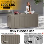 Outdoor Storage Box Waterproof, 270 Gallon Lockable Resin Deck Box Large, Patio Storage Bin for Pool Accessories Cushion Furniture, Garden Tools, UV-Resistant Outside Delivery Grey - Image 6