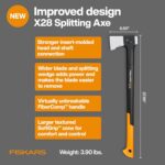 Fiskars X28 Splitting Axe 28", Forged Steel Blade for More One-Strike Splits on Medium Logs, Shock-Absorbing FiberComp Handle & Low-Friction Coating for Easy Removal & Rust Protection - Image 3