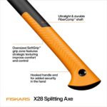Fiskars X28 Splitting Axe 28", Forged Steel Blade for More One-Strike Splits on Medium Logs, Shock-Absorbing FiberComp Handle & Low-Friction Coating for Easy Removal & Rust Protection - Image 5