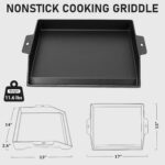 Utheer 17" x 13" Cast Iron Griddle for Gas Grill and Stove Top, Universal Flat Top Griddle with Pre-Seasoned Nonstick Coating, X-Shaped Reinforced Ridges, Perfect for Healthy Cooking, Parties, Camping - Image 3
