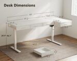 OffiGo L Shaped Electric Standing Desk with Wooden Drawers, 63 Inch Height Adjustable Corner Workstation with Power Outlets, Sit Stand Table for Home, Office, White - Image 4